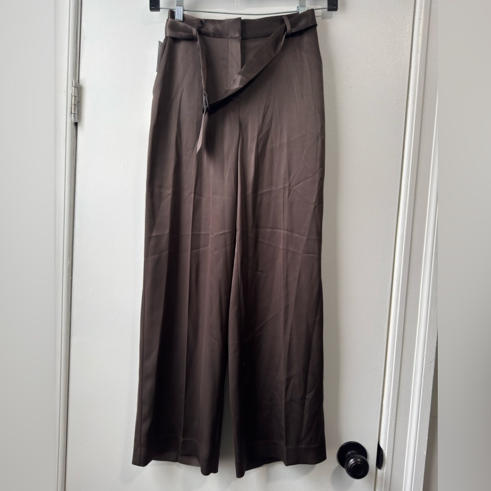 Babaton Wide-Leg Cropped Pants in Dark Brown